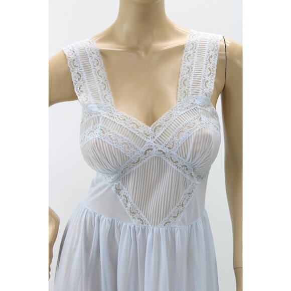 Vintage 1950s Snowdon Tailleur Long Nightgown Lace Fitted size 34 Whimsygoth - Picture 5 of 9